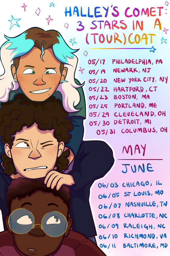 halley’s comet tour poster for junior thesis :-)